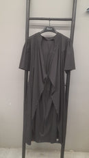 Oversized Open Neck with front Stylish Design with Tie and Short Sleeves dress 3543 - فستان