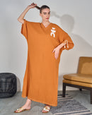 Oversized V-neck Design with front Stylish Printed wide Sleeves kaftan 3554 - قفطان