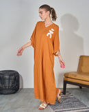 Oversized V-neck Design with front Stylish Printed wide Sleeves kaftan 3554 - قفطان