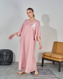 Oversized V-neck Design with front Stylish Printed wide Sleeves kaftan 3555 - قفطان