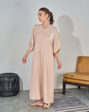 Oversized V-neck Design with front Stylish Printed wide Sleeves kaftan 3556 - قفطان