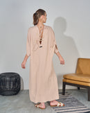 Oversized V-neck Design with front Stylish Printed wide Sleeves kaftan 3556 - قفطان