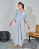 Oversized V-neck Design with front Stylish Printed wide Sleeves kaftan 3557 - قفطان