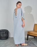 Oversized V-neck Design with front Stylish Printed wide Sleeves kaftan 3557 - قفطان