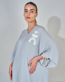 Oversized V-neck Design with front Stylish Printed wide Sleeves kaftan 3557 - قفطان