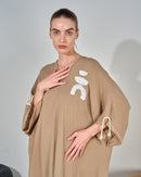 Oversized V-neck Design with front Stylish Printed wide Sleeves kaftan 3558 - قفطان