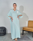 Oversized V-neck Design with front Stylish Printed wide Sleeves kaftan 3559 - قفطان