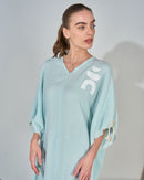 Oversized V-neck Design with front Stylish Printed wide Sleeves kaftan 3559 - قفطان