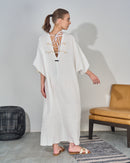 Oversized V-neck Design with front Stylish Printed wide Sleeves kaftan 3560 - قفطان