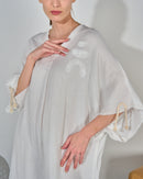 Oversized V-neck Design with front Stylish Printed wide Sleeves kaftan 3560 - قفطان