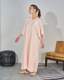 Oversized V-neck Design with front Stylish Printed wide Sleeves kaftan 3561 - قفطان