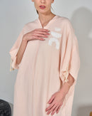 Oversized V-neck Design with front Stylish Printed wide Sleeves kaftan 3561 - قفطان