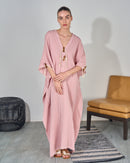 Oversized V-neck design with Embroidered and Front Stylish Tie Kaftan 3563 - قفطان