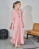 Oversized V-neck design with Embroidered and Front Stylish Tie Kaftan 3563 - قفطان