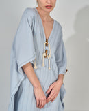 Oversized V-neck design with Embroidered and Front Stylish Tie Kaftan 3565 - قفطان