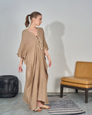 Oversized V-neck design with Embroidered and Front Stylish Tie Kaftan 3566 - قفطان