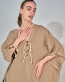 Oversized V-neck design with Embroidered and Front Stylish Tie Kaftan 3566 - قفطان