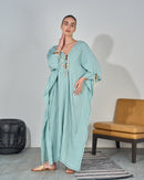 Oversized V-neck design with Embroidered and Front Stylish Tie Kaftan 3567 - قفطان