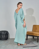 Oversized V-neck design with Embroidered and Front Stylish Tie Kaftan 3567 - قفطان