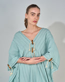 Oversized V-neck design with Embroidered and Front Stylish Tie Kaftan 3567 - قفطان