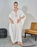 Oversized V-neck design with Embroidered and Front Stylish Tie Kaftan 3568 - قفطان