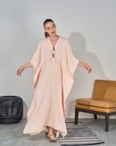 Oversized V-neck design with Embroidered and Front Stylish Tie Kaftan 3569 - قفطان