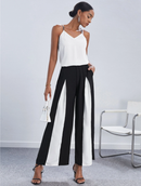 Two Tone Wide leg Suit Pants Workwear 3581 - بنطلون