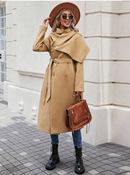 Solid Double Breasted Belted Overcoat 3621 - كوت