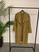 Open front Waterfull Collar Slant Pocket Overcoat 3624 - كوت