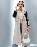 Striped Print with Front Buttoned Coat and Double Breasted Overcoat 3636 - كوت