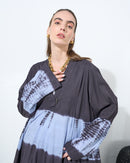 V-neck with front buttons and gathered style with long sleeves cotton kaftan 4215 - قفطان