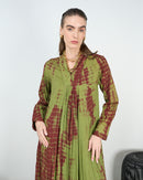 V-neck design with front gathered style and long sleeves cotton kaftan 4223 - قفطان