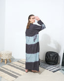 V-neck design with front gathered style and long sleeves cotton kaftan 4224 - قفطان