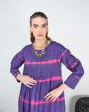 Round neck with square shape front gathered style and long sleeves cotton kaftan 4229 - قفطان