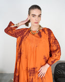 Round neck with v-shape gathered style and long sleeves cotton kaftan 4231 - قفطان