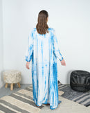 Round neck with v-shape gathered style and long sleeves cotton kaftan 4233 - قفطان