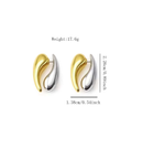 Water Drop Earrings with Gold and Silver Contrast, Simple personality Design 3718 - حلق