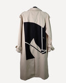 Raglan Sleeves with front button and Back stylish horse design Double Breasted Trench Coat 3811 - ترنش كوت