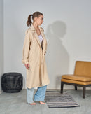 Raglan Sleeves with front button and Back stylish horse design Double Breasted Trench Coat 3811 - ترنش كوت