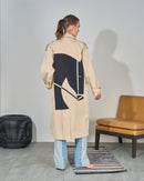 Raglan Sleeves with front button and Back stylish horse design Double Breasted Trench Coat 3811 - ترنش كوت