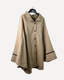Lapel collar with front button and back stylish design batwing sleeve trench coat 3818 - ترنش كوت