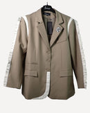 Stylish Gathered Contrast panel with front dual pocket single breasted blazer 3831 - بليزر