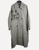 Notched design with front button and dual pocket double breasted trench coat 3840 - ترنش كوت