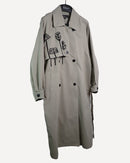 Notched design with front button and dual pocket double breasted trench coat 3840 - ترنش كوت