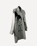 Stylish design with front Belted double button and pockets trench coat 3844 - ترنش كوت