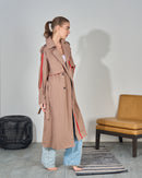 Stylish front design with Double Breasted Belted Longline Trench coat 3853 - ترنش كوت