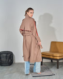 Stylish front design with Double Breasted Belted Longline Trench coat 3853 - ترنش كوت