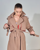 Stylish front design with Double Breasted Belted Longline Trench coat 3853 - ترنش كوت