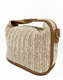 Mini Minimalist straw bag top handle zipper bag 3864 - حقيبة
