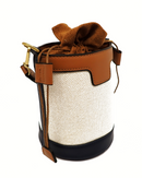 Mini top handle bucket knitted nylon leather hand bag 3881 - حقيبة